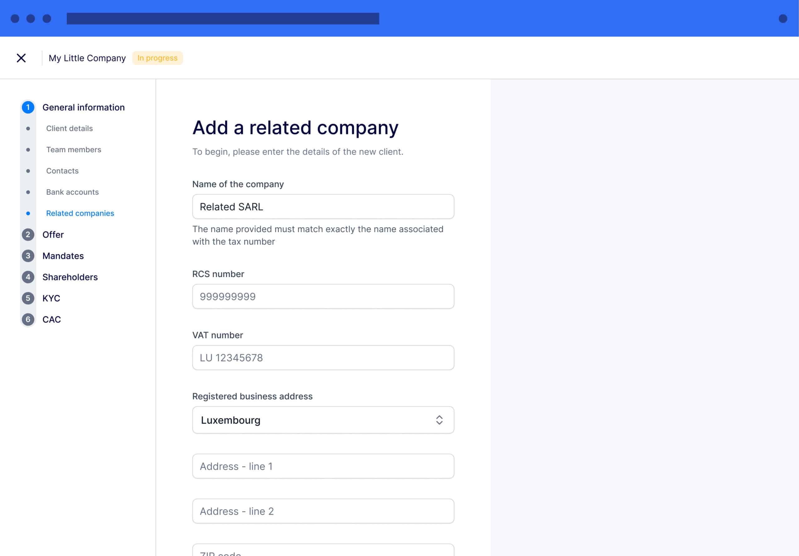 New Onboarding - Step 1.5 - Add a related company