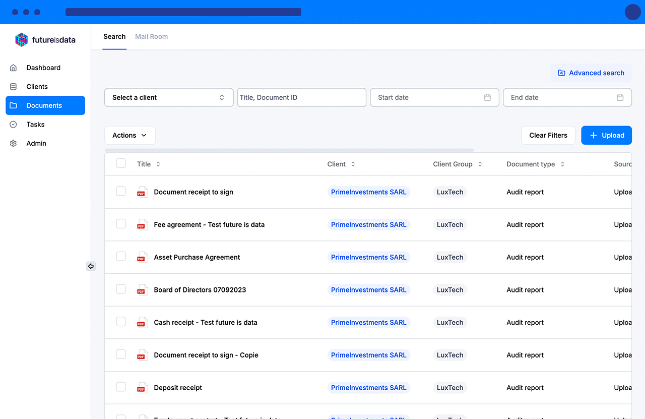 Future is Data - Documents view